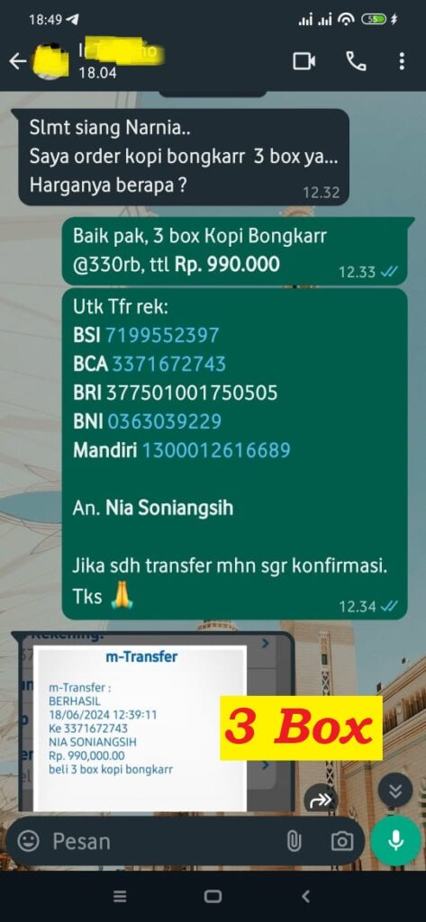 transfer kopi bongkar 3 box 1