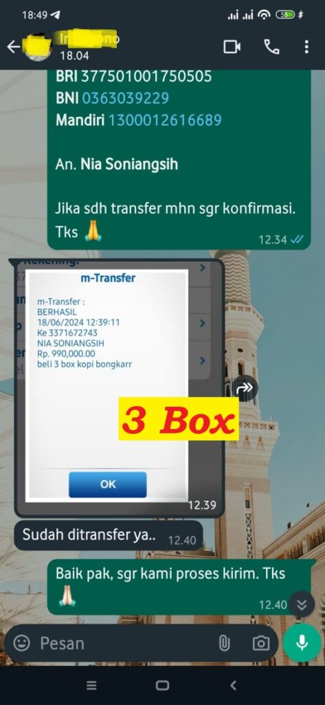 transfer kopi bongkar 3 box 2